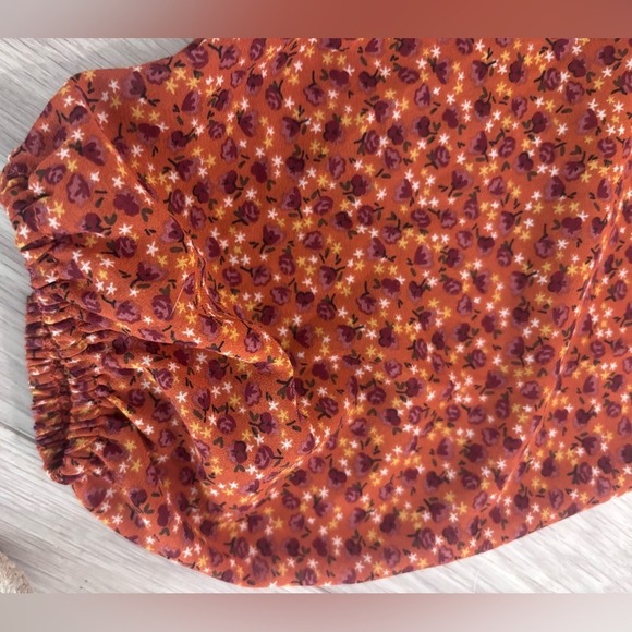 Hesparus Long Sleeve Smocked Waist Ruffle Dress L Boho Fall Floral Cottagecore - Picture 8 of 9